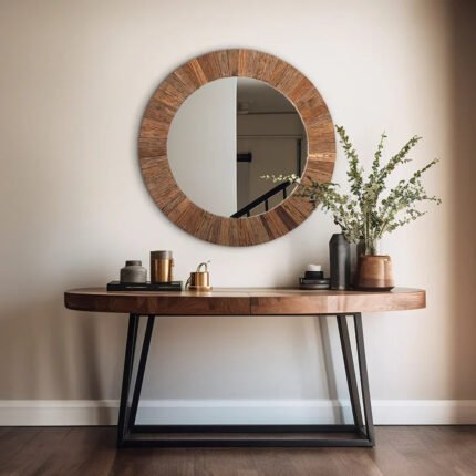 round-reclaimed-wood-wall-mirror-living-room._jpg - G7 Luxury Interiors (UK)